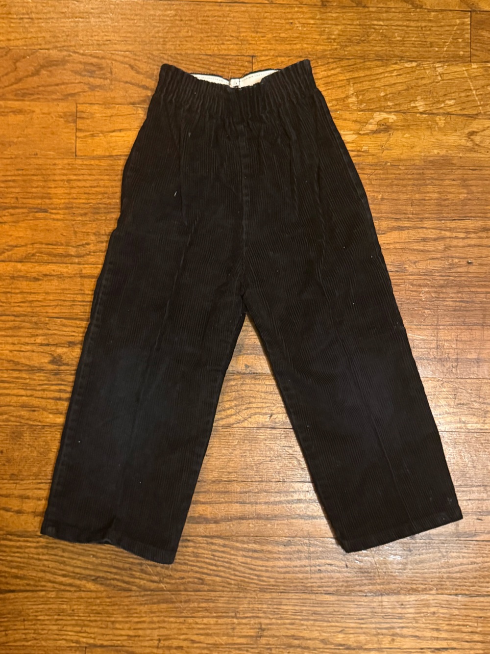 Vintage 70s Kids Black Corduroy Pull-On Pants